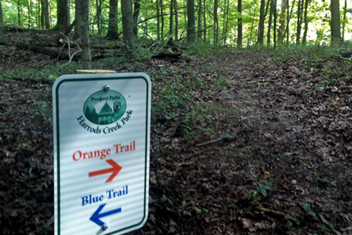 Lower Harrods Creek Trailhead Orange Trail temporarily closed due to construction